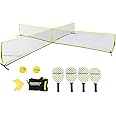 CROSSNET Pickleball Set with Net - 4 Square Pickleball Net - Includes 4 Pickleball Paddles, 2 Outdoor Pickleball Balls, Portable Travel Bag, Steel Frame & Convertible Net - Regulation Size Net System