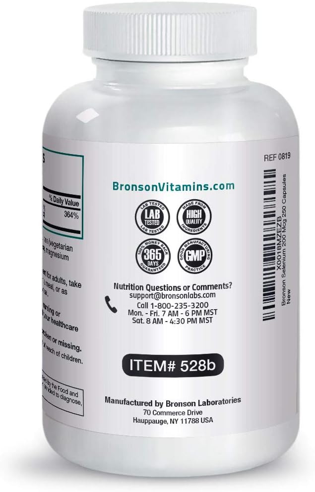 Selenium 200 Mcg for Immune System, Thyroid, Prostate and Heart Health - Selenium Amino Acid Complex - Essential Trace Mineral with Superior Absorption, Non GMO, 250 Capsules: Health & Personal Care