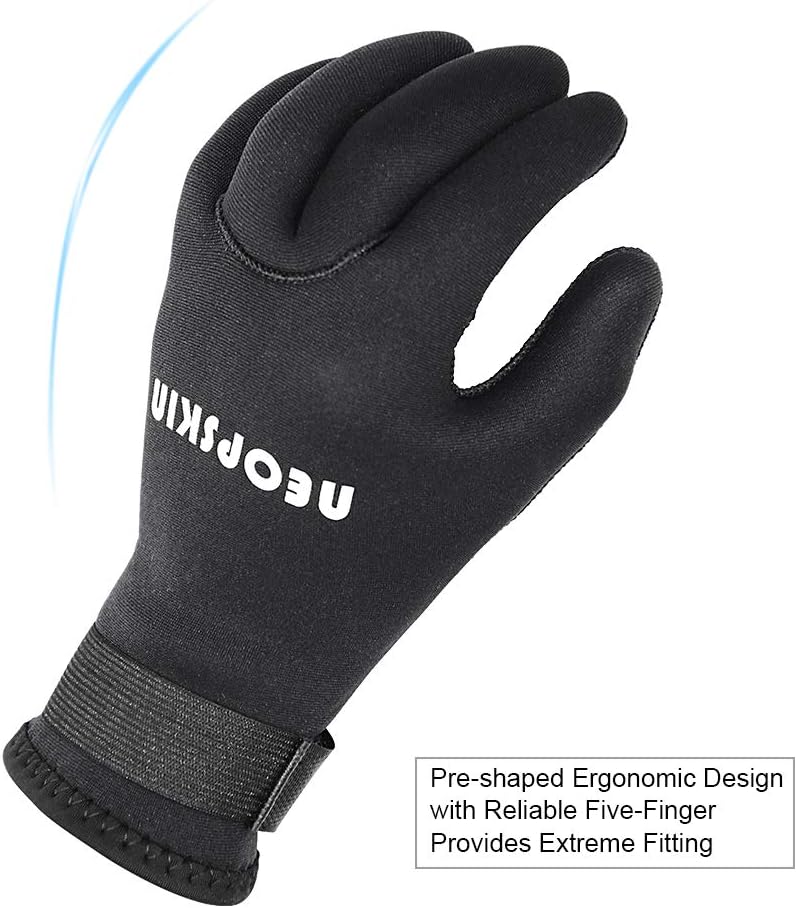 NeopSkin Water Gloves, 3mm & 5mm Neoprene Five Finger Warm Wetsuit Winter Gloves for Diving Snorkeling Paddling Surfing Kayaking Canoeing Spearfishing Skiing : Sports & Outdoors