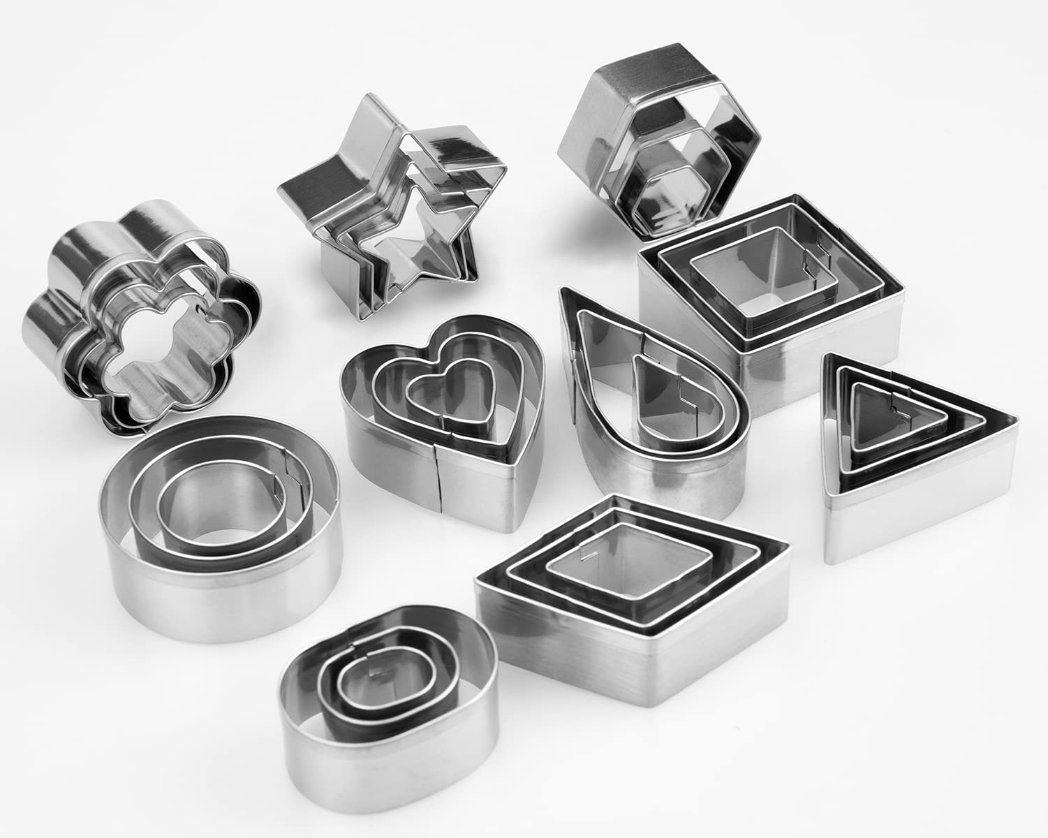 Photo 1 of 30Pcs Mini Cookie Cutters Set- Heart Star Flower Round Square Hexagon Oval Diamond - Small Stainless Steel Cookie Cutters - Polymer Clay Cutters Mini Fruit Cutter Small Biscuit Cutters