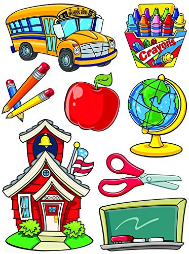 Eureka School Tools Fensteraufkleber – Wiederverwendbare Klassenzimmer-Deko Mit Schulutensilien – 30,5x43,2 Cm Vinyl