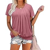 ZOLUCKY Womens Casual Short Sleeve Tunic Tops Scoop Neck T Shirts Summer Loose Fit Tunics