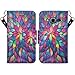 Zase Design Wallet Case for Galaxy J3 2016, Galaxy Express Prime, AMP Prime J3V 2016 Unique Flip PU Leather Fold Pouch Cute Woman Cover (Rainbow Flower