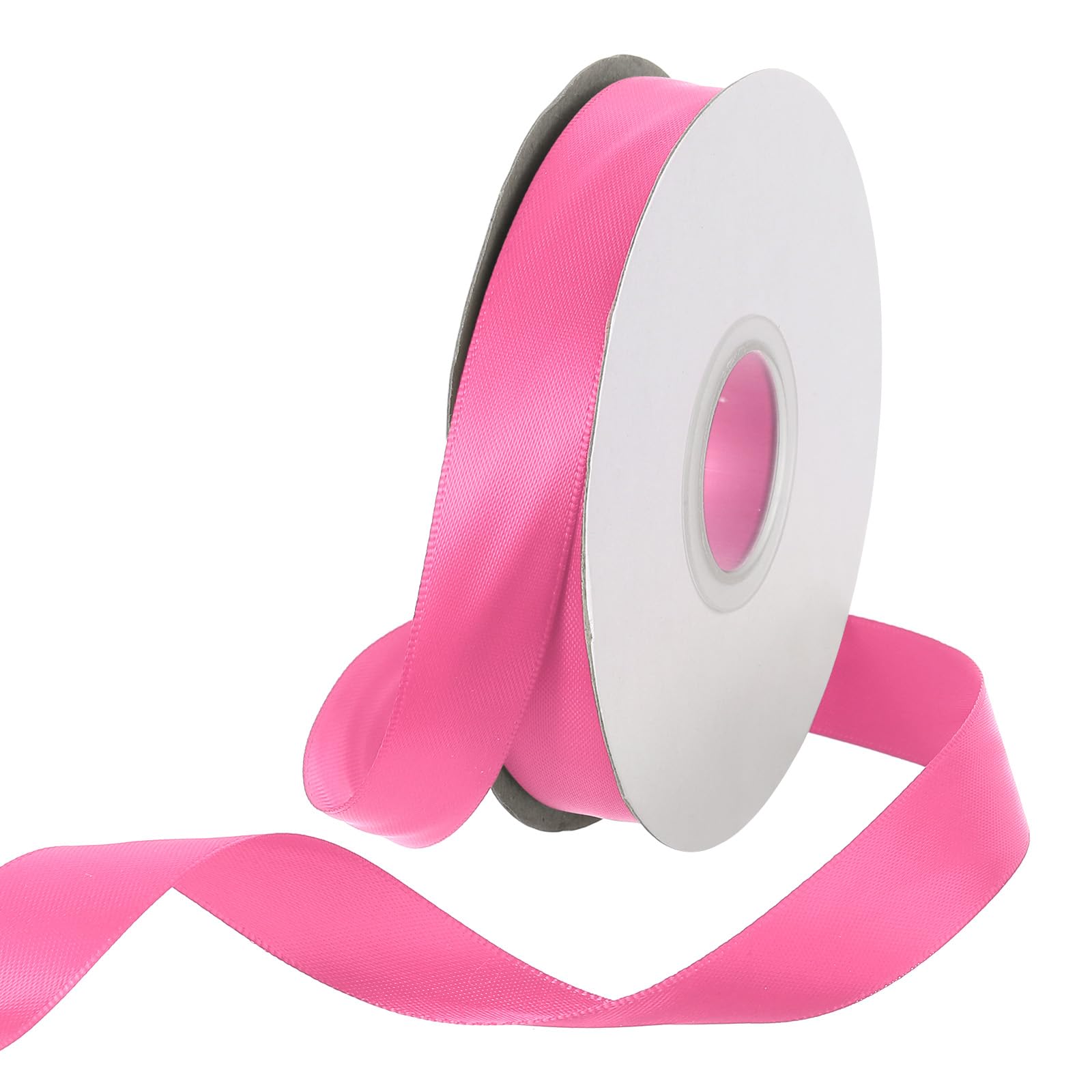 Rebower 15mm Satin Ribbon 23m Thick Double Face Grosgrain Silk Ribbon, [for Gift Wrapping, Hair Bows, Wedding, Cake, Flower] - 25 Yard/75ft/ Dark Pink