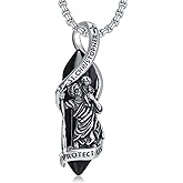 Lypic Saint Necklace 925 Sterling Silver St Christopher/St Jude/Saint Benedict/Knights Templar/St Joseph/St Florian/Sacred Heart of Jesus Pendant Necklace Amulet Protection Jewelry for Men Women