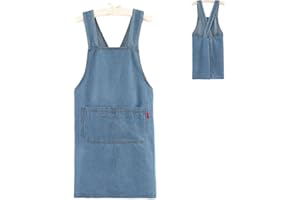 Adult Jour Apron - Lightweight Cotton Apron with Front Pocket, Cross-Back Denim Aprons, Kitchen Aprons for Daily Use