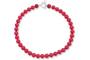 BLING JEWELRY Simple Classic Hand Knotted Created Semi Precious Gemstone Round Ball 10MM Bead Strand Choker Collarbone Necklace Western Jewelry For Women Toggle Clasp 15 17 19 Inch