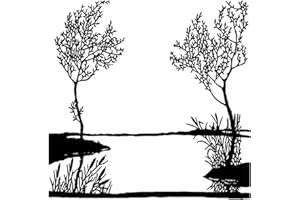 CAPTIVE DECALS Tree Lake Scene 2 pcs 4 Inch Black Fused Glass Decals