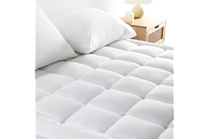 SONIVE Quilted Mattress Pad Soft, Fluffy Pillow Top Mattress Cover, Down Alternative Fill Mattress Topper, Streches up to 21 Inches Mattress Cover, Deep Pocket (White, Twin XL)