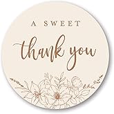 2"" Round Elegant A Sweet Thank You Wedding Favor Stickers (Set of 40 Labels) (Latte)