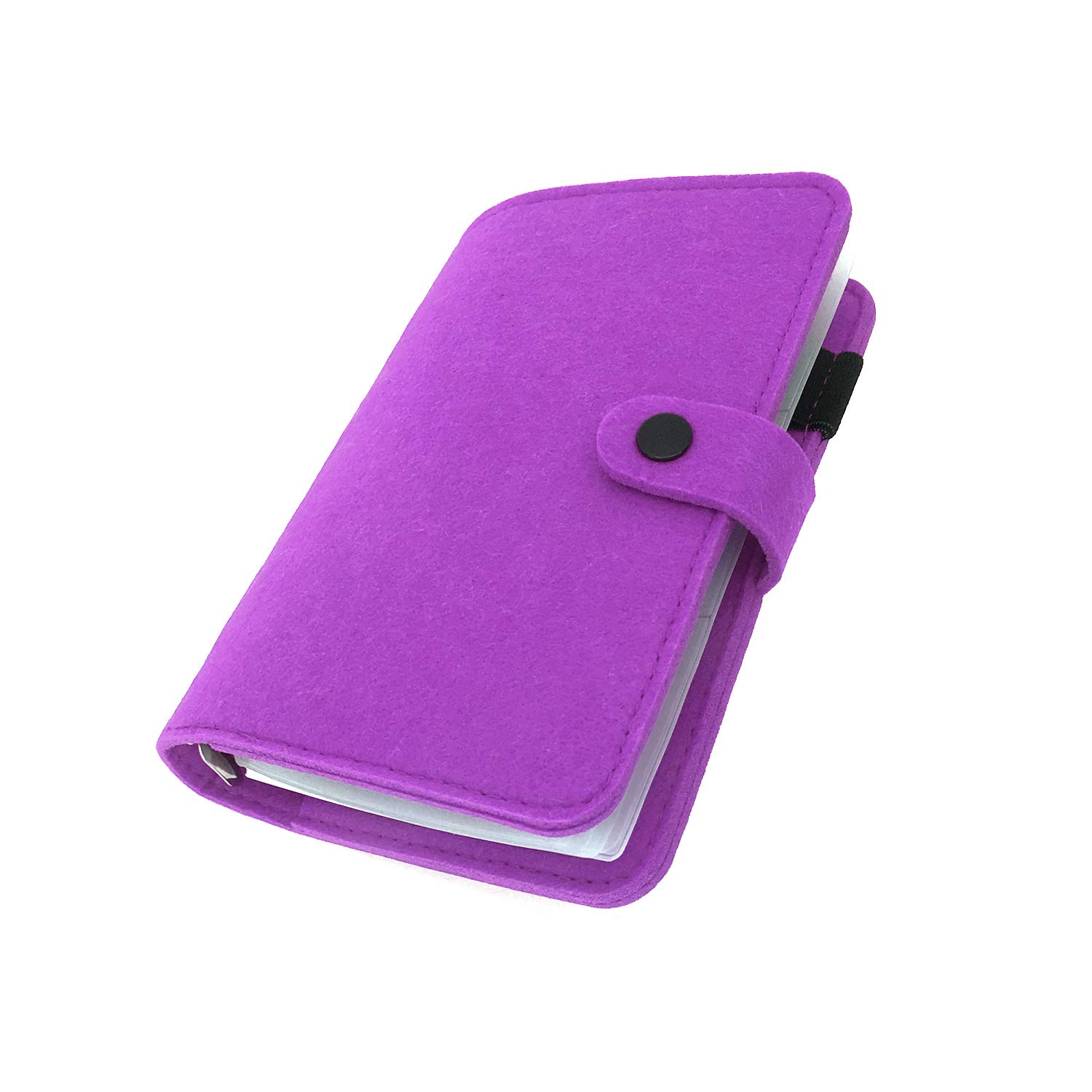 A6/ A5 6-Holes Felt Cover Round Ring View Binder File Folder for Loose Leaf Sheet Protectors/Binder Cover Protector, Light Violet, A6 Combo
