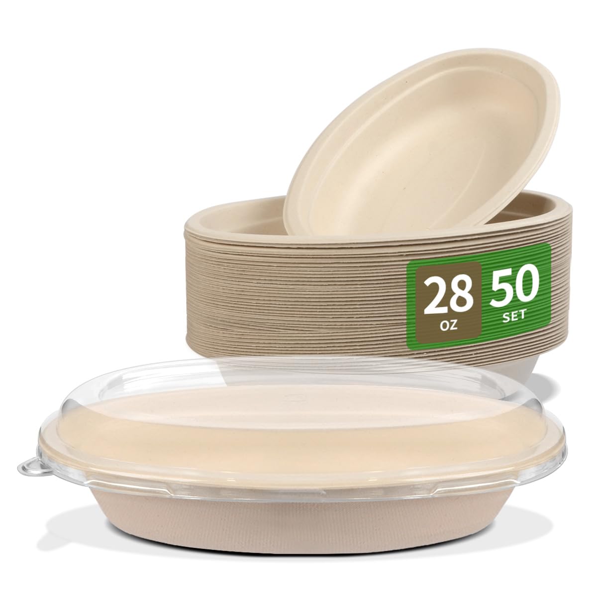 Photo 1 of bloomoon 28 oz Oval Disposable Food Containers with Lids 50 Pack,Burrito Bowl Style Disposable Meal Prep Containers for Salad,Nacho,Taco,Pasta (50 Bowls 50 Lids)