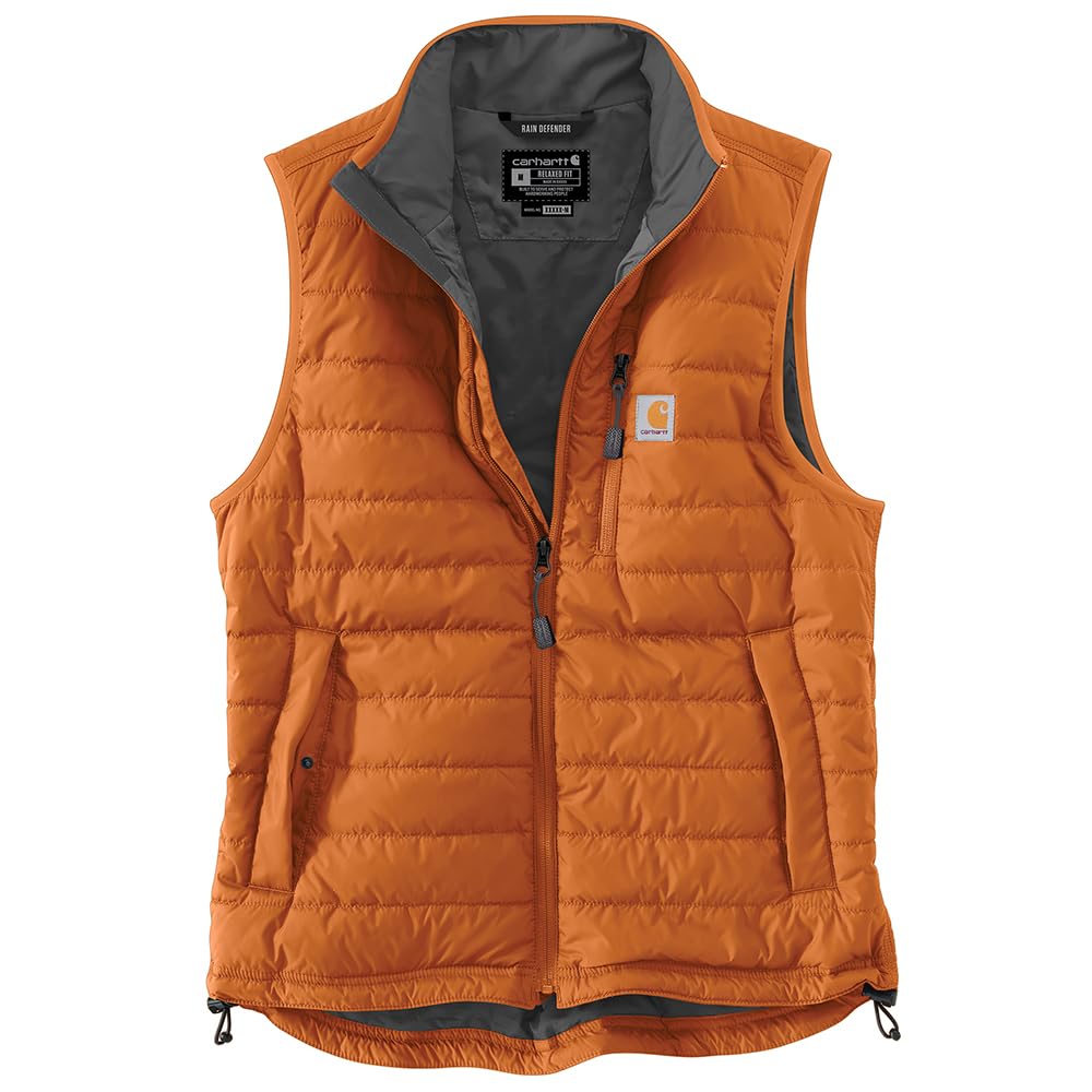 Carhartt Men's Rain Defender® Relaxed Fit Lightweight Insulated Vest, Marmalade, Small Image