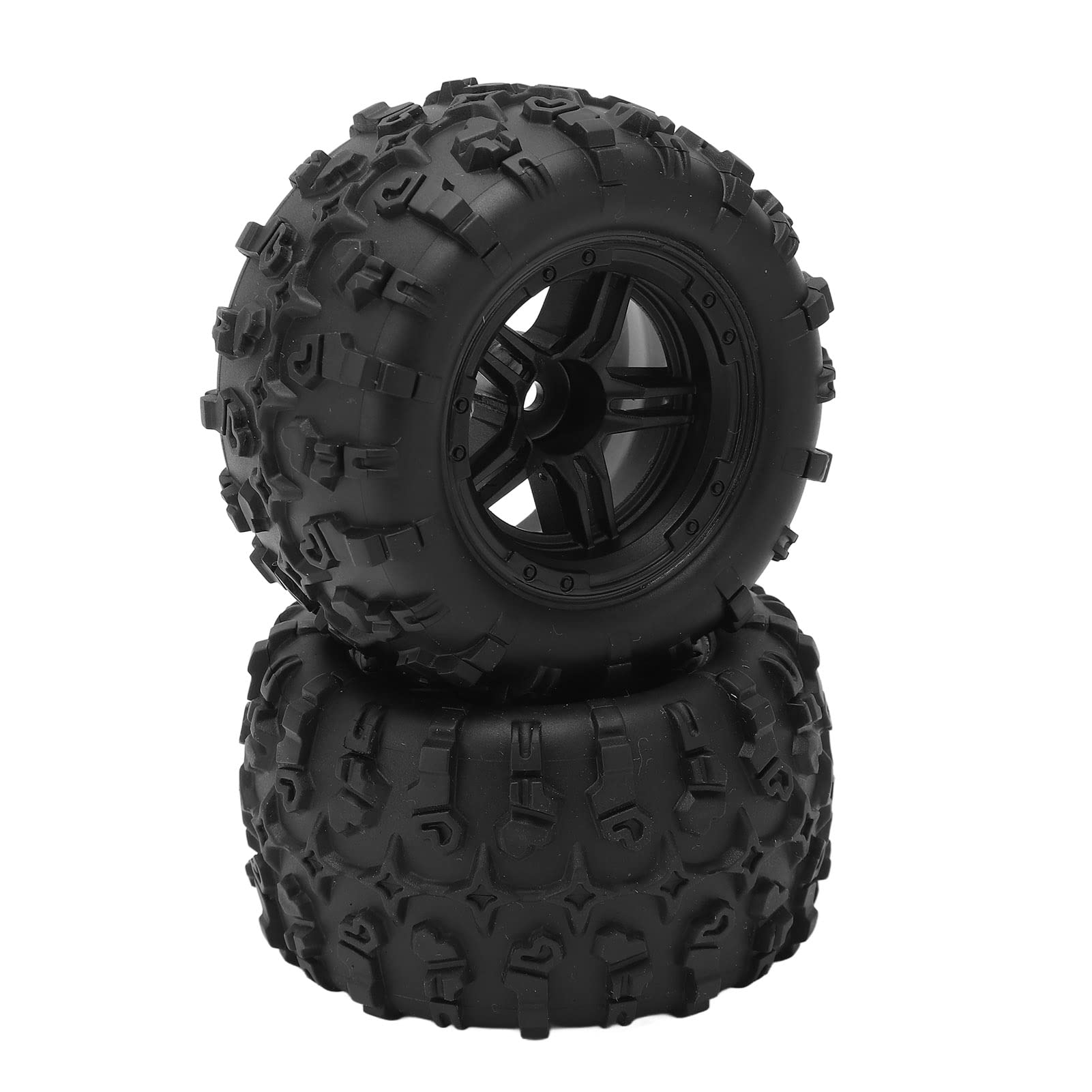 RiToEasysports RC Car Tires, 1Pair 1/16 Scale Plastic Wheel Rim Rubber, for 1/16 Remote Control Off Road Vehicle