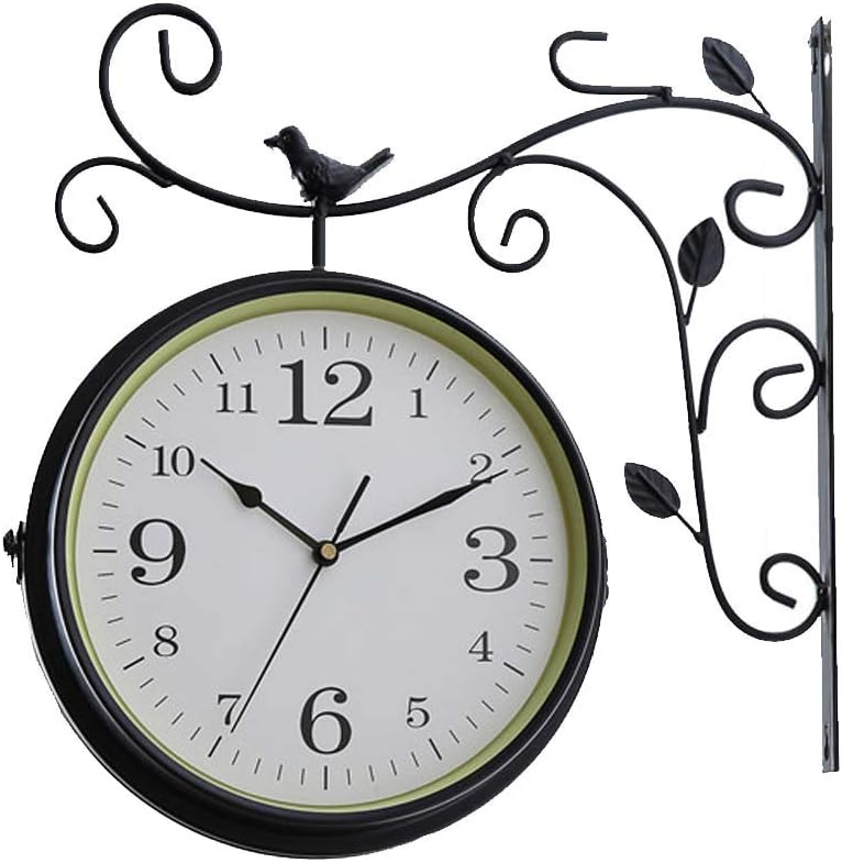 Doublesided wall clock, Pastoral Living Room Simple and Quiet Wrought
