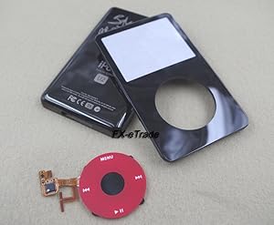 Black Front Faceplate Fascia Metal Back Rear Case Housing Cover Red Clickwheel Central Button for iPod 5th Gen Video 30gb