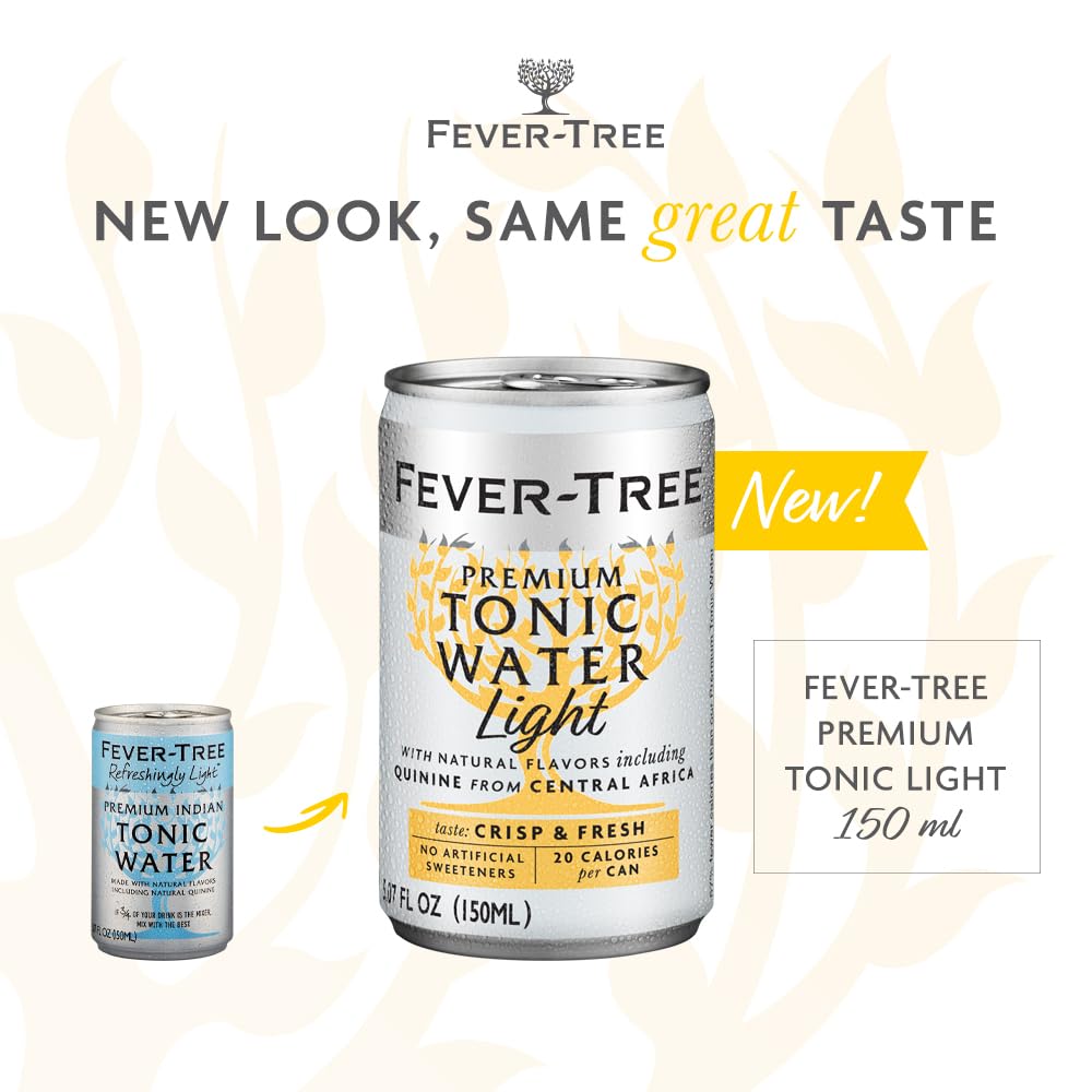 FeverTree Light Tonic Water Cans, 5.07 Fl Oz (Pack of 24), Lower in