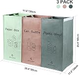 BOMEI PACK 3 Pack Recycling Bags Pink Grey Green with Handles 42 Gal Waterproof view 3