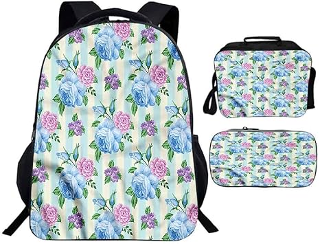 Juego de mochila de flores para niños, diseño de flores y pétalos de