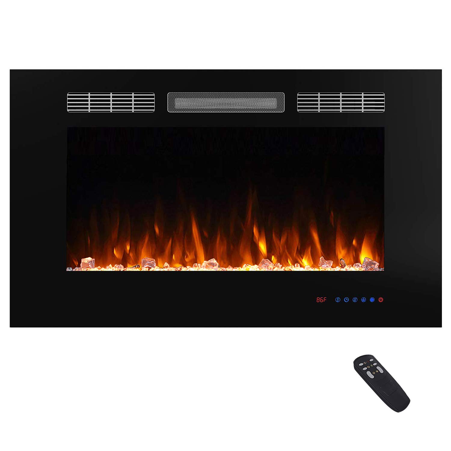 Valuxhome 36 inch Electric Fireplace Recessed with Remote Control, 750W