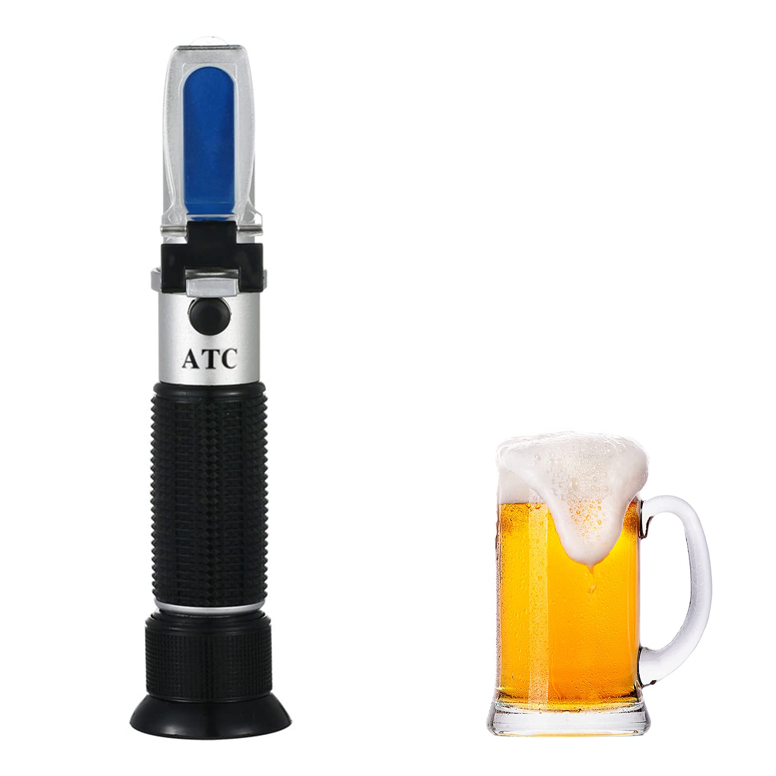 ZWPARTS Beer Refractometer Brix Refractometer for Home Brew Beer Wort Dual Scale Automatic Temperature Compensation, Sugar Measure Gravity Hydrometer, Aluminum 0~32% ATC