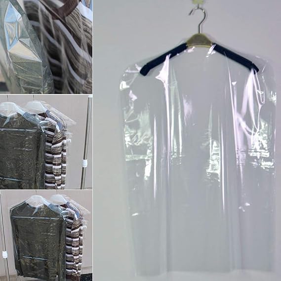50 CLEAR POLYTHENE /PLASTIC GARMENT COVER DRY CLEANER BAGS Size 38