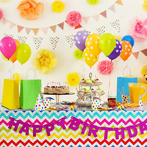 Coobey 30 Pieces Kraft Paper Bags Candy Bags Party Favor Bags with Handle for Birthday, Tea Party, Gift, Wedding and Party Celebrations, 6 Colors - Thumbnail 6