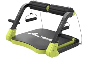 ALLYOUGER Ab Machine,Sit Up Exercise Equipment& Core Machine, Workout Equipment,Adjustable Ab Trainer with 3 Resistance Levels and Removable Auxiliary Handle,Home Gym Fitness Equipment for All Ages Green