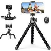 Lamicall Tripod for iPhone with Wireless Remote for iPhone Gopro Camera | Ultra-Stable, Mini Flexible Phone Stand for Recording with 1/4'' Screw, Cold Shoe for Pocket 3/4 fit Travel Content Creation