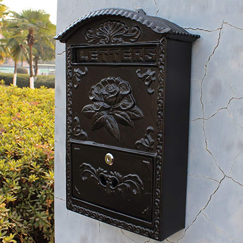 Vintage Postbox Diecast Cast Iron, Large Capacity Mailbox Wall Mounted