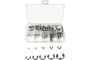 DIAO79NI 200Pcs 304 Stainless Steel E-Clip Assortment Set, Heat Treated External Retaining Clips, 10 Sizes, 1.5mm - 10mm with Box
