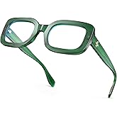 VISOONE Rectangle Blue Light Blocking Glasses Thick Square Frame Computer Glasses Vintage Women Men Harmony