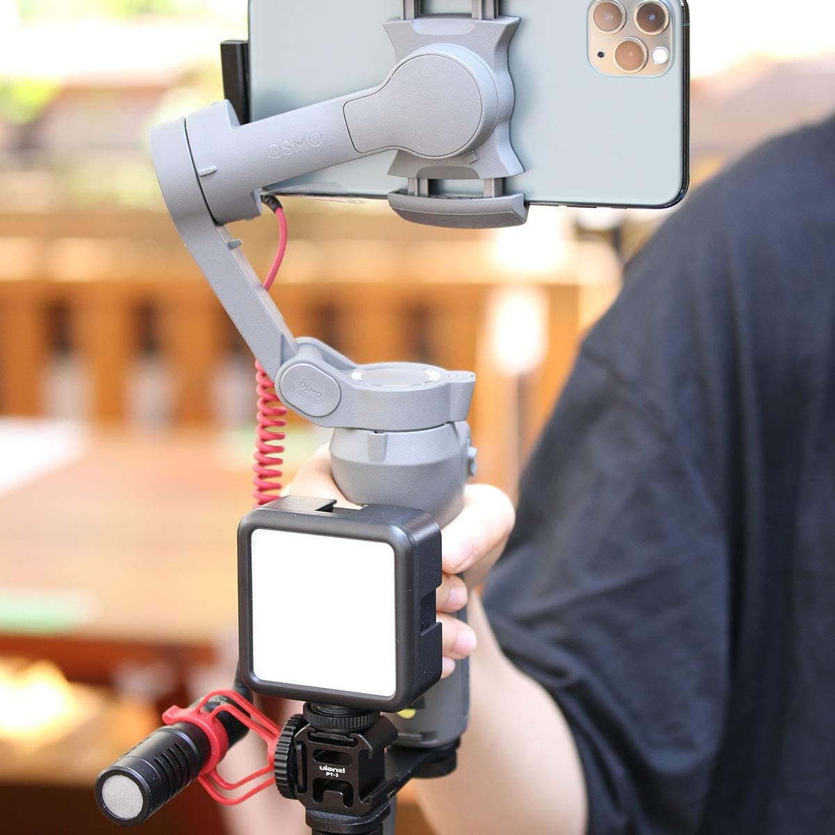 Ulanzi PT-3 Triple Cold Shoe Gimbal Microphone Mount Extenstion Bar, w 1/4 inch Adapter Video Light Microphone Mount Compatible for DJI OM 4/OSMO Mobile3/Zhiyun Smooth q 4/Feiyu Gimbal Stabilizer : Camera & Photo