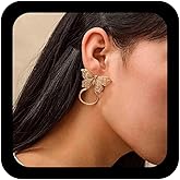 Erimberate Bohemian Butterfly Hoop Stud Earrings Gold Metal Butterfly Earrings Open Circle Earrings Exaggerated Butterfly Earrings Jewelry for Women Gifts