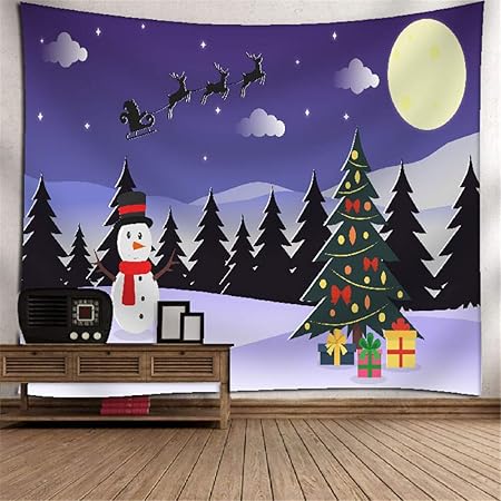 XiYunHan Christmas Snowman Tapestry Pared TV Fondo Muro 3D ...