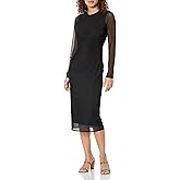 The Drop Women's Gene Mesh Long-Sleeve Midi Dress with Open-Back