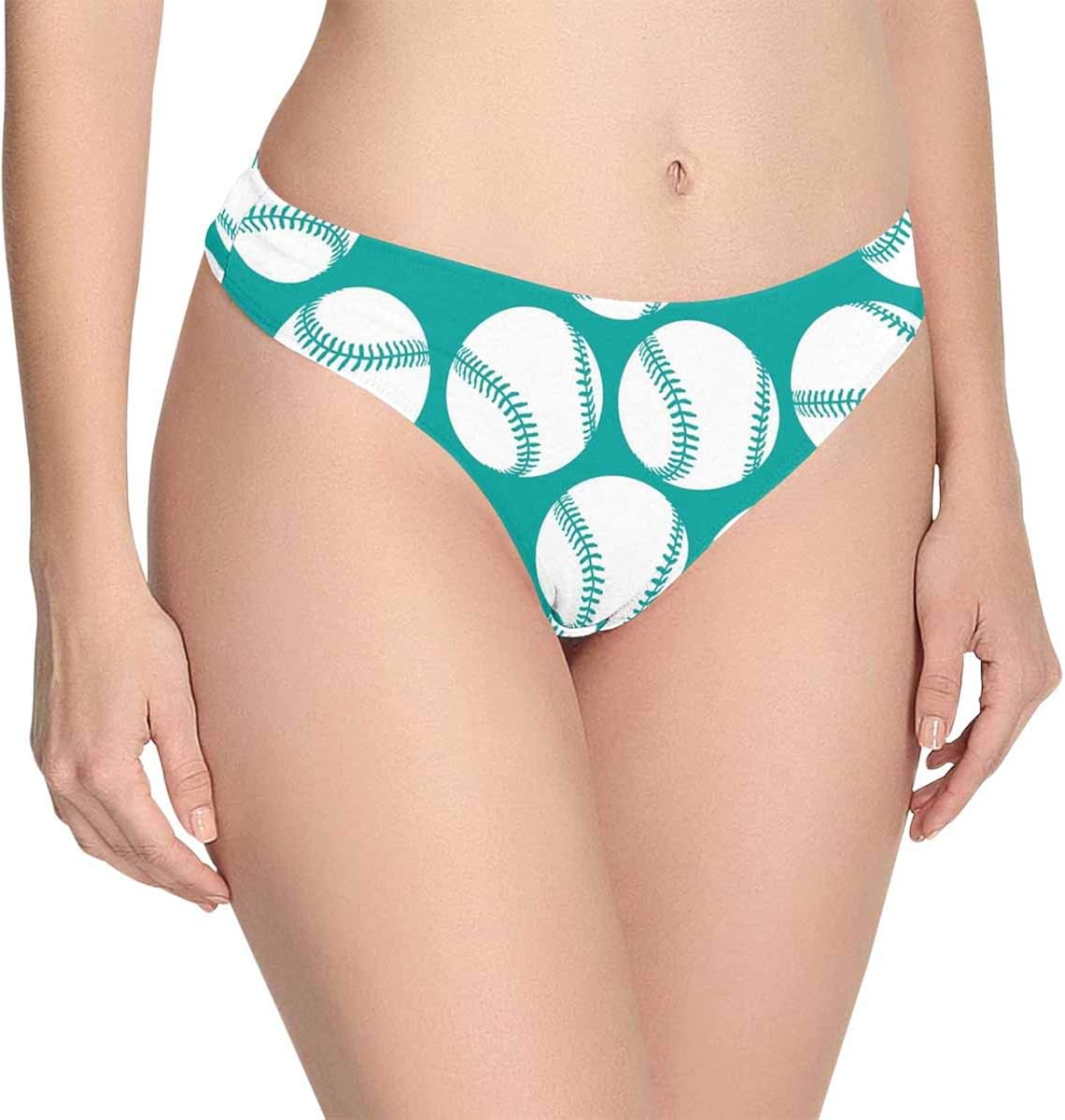Custom Novelty White Baseball Icons Women's Thongs Panties Underwear (XS3XL) Clothing