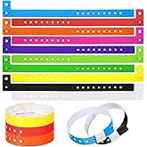 LXUEJIE 60Pcs Vinyl Plastic Wristband, 10 Colors Disposable Wristbands Neon Plastic Event Wristbands Colored Bracelet Wristband for Events, Concerts, Carnivals, Nightclubs, Bars, Park