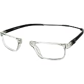 Clic Magnetic Reading Glasses - Tube Executive (XS-XXL) - Hybrid Headband | Neck Hanging Readers, Front Connect Design, Adjustable Temples, Secure Fit, Durable Frame, Light Grey, + 1.25