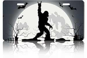 PUIBUN Rock Bigfoot Car Front License Plate Cover Personalise License Plate Cover Rust-Proof Metal Car Plates Tag Novelty Vanity Tag Decorative 4 Holes Men Women Gifts