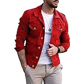 CHARTOU Men's Denim Jacket Casual Regular Fit Button Down Long Sleeve Jean Trucker Jacket