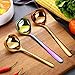 GuDoQi Soup Ladle, 3 Pack Durable 304 Stainless Steel with Polished Titanium Plated Big Volume Soup Spoon, Kitchen Gadget Utensil,8 Inch, Sliver