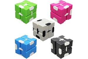 5 Pack Infinity Cube Toys, Fidget Blocks for Kids Boys Girls, Anxiety Relief Desk Toys for Goodie Bag Basket Stuffers Classro