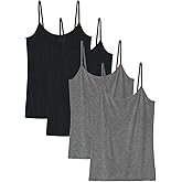Knuffnee Women Camisoles Spaghetti Strap Tank Top Basic Cami Undershirt 4 Pack