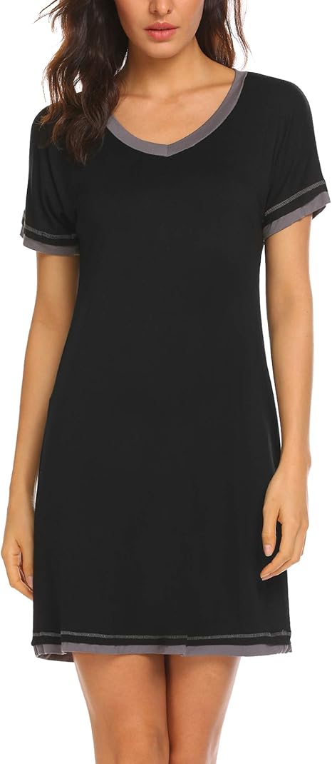 Lucyme Dames Nachthemd Met Ruches Kort Nachthemd Korte ...