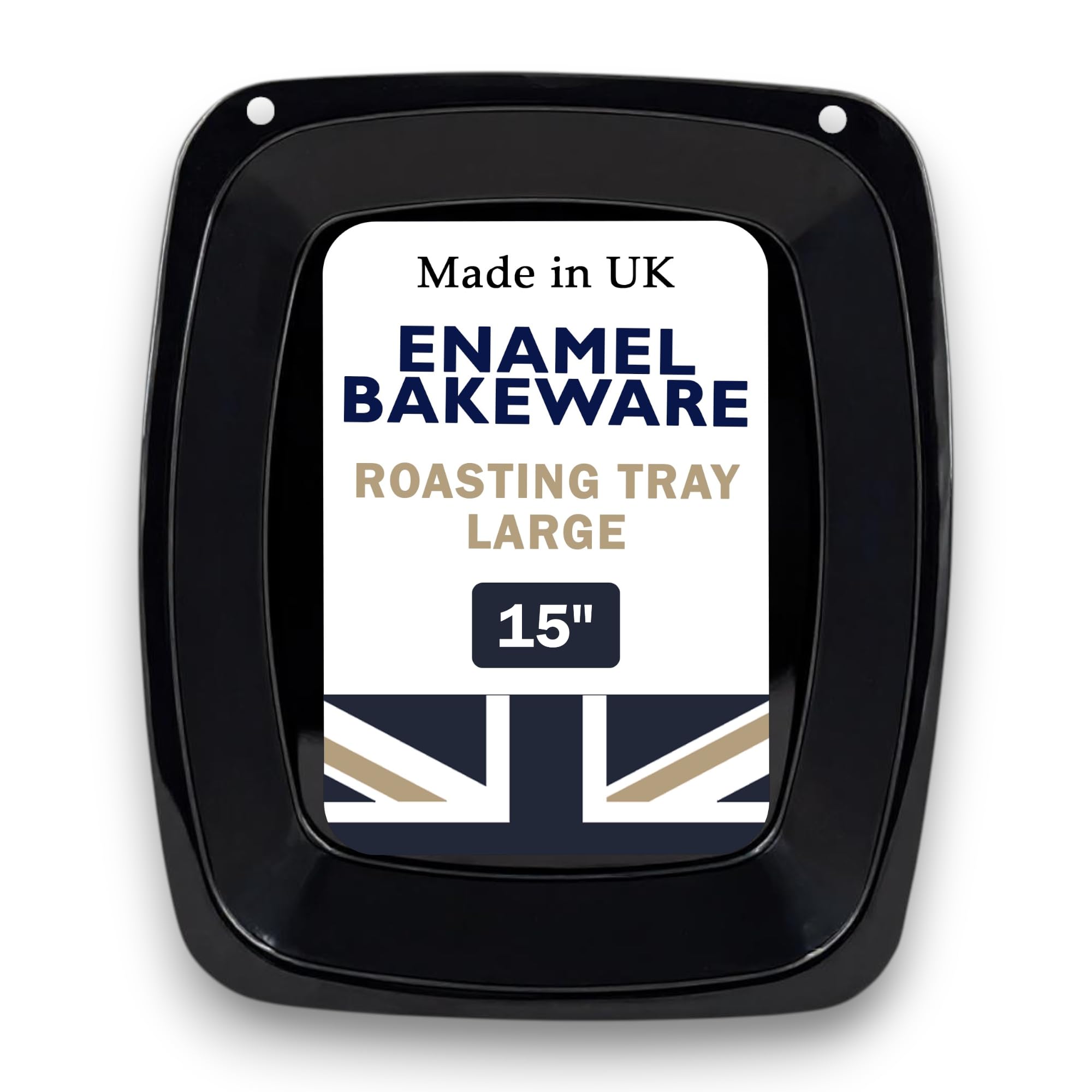 Great British Bakeware 38cm Vitreous Enamel Extra Large Turkey Roasting Tray, UK Made, Heavy Duty Vitreous Enamel Bakeware, Roasting Tin, Baking Pan, Baking Tray