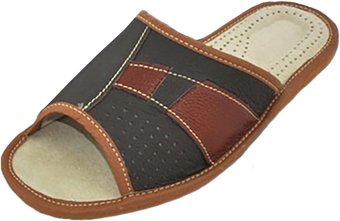 Mens Slippers Men's Slipper Men House Shoes Leather Home Mule 413