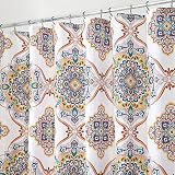 mDesign Decorative Paisley Damask Print - Easy Care Fabric Shower Curtain with Reinforced Buttonholes, for Bathroom Showers, Stalls and Bathtubs, Machine Washable - 72" x 72" - Multicolor
