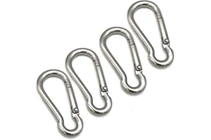 JINGYI 3 Inch Stainless Steel Spring Snap Hook Carabiner 316 Stainless Steel Clips Snap Hook Heavy Duty,4 Pieces