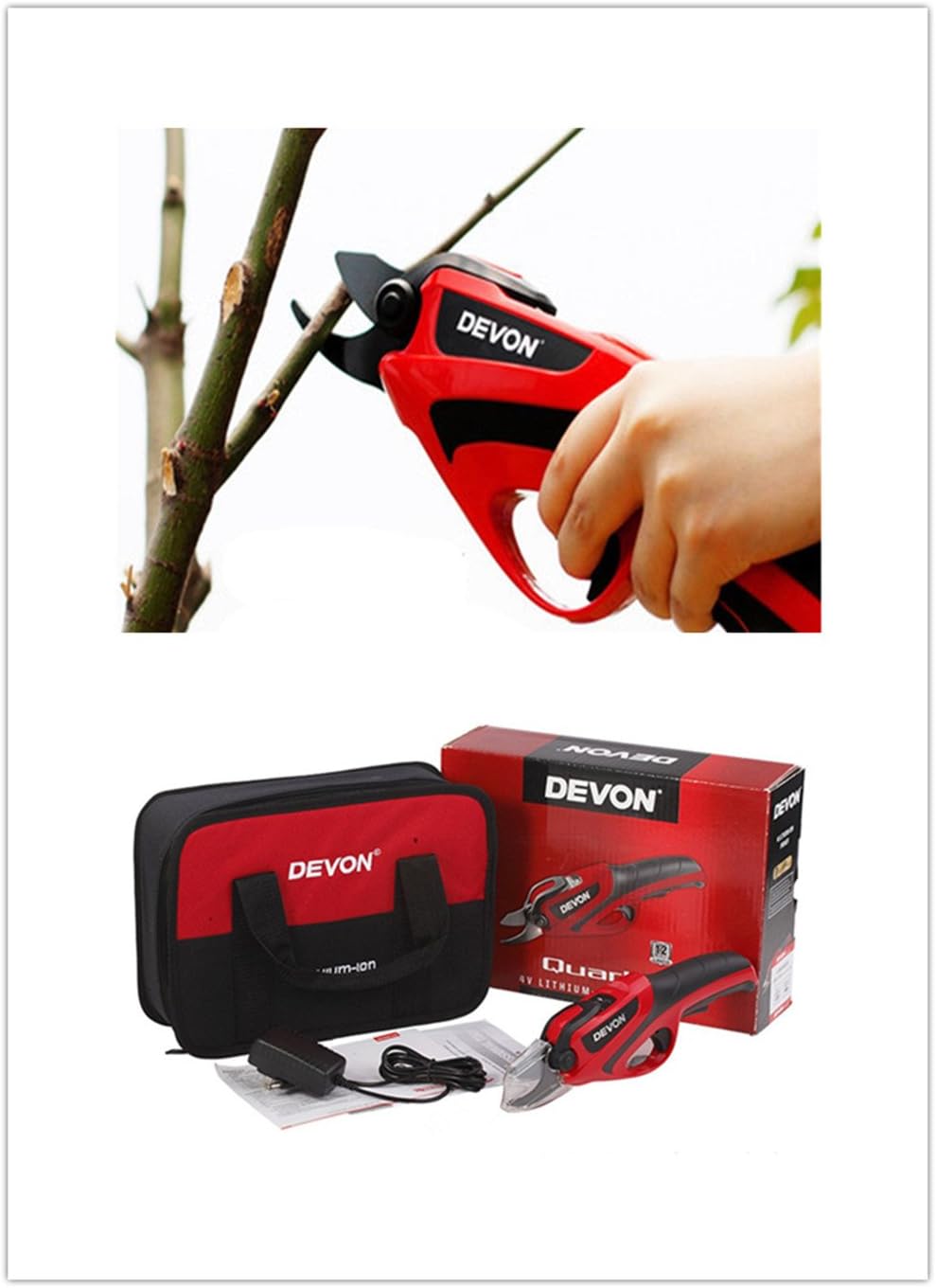 Cordless Garden Shears with Rechargeable Lithium Battery, Pruner for Olive Trees, Plum Trees, Grape Vines, Electric Shears for Pruning, Bonsai, Garden, Trees, Flowers